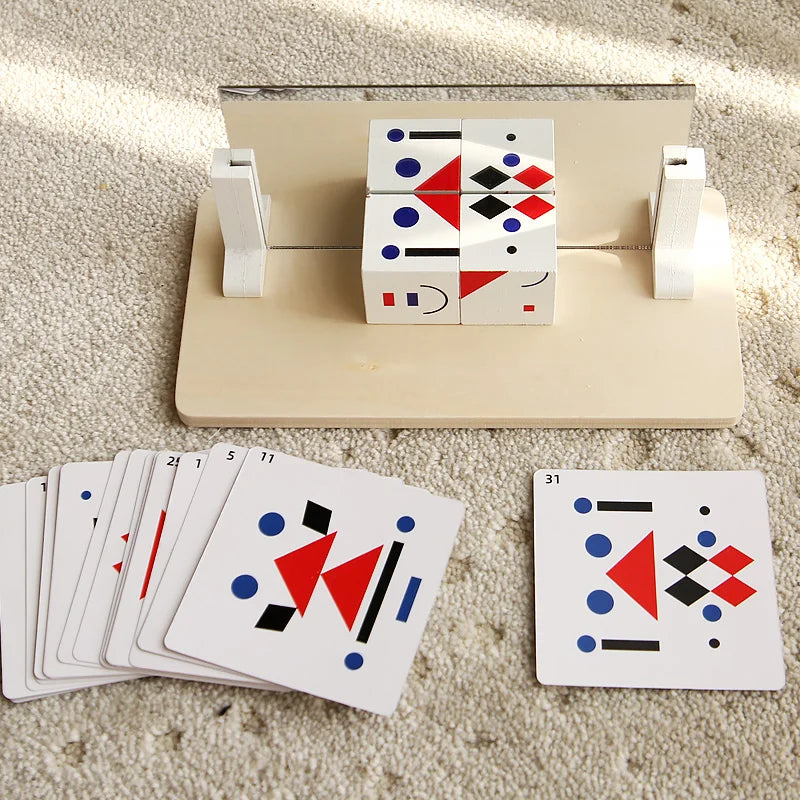 Jeu de symétrie en bois avec miroir