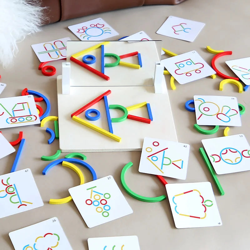 Jeu de symétrie en bois avec miroir