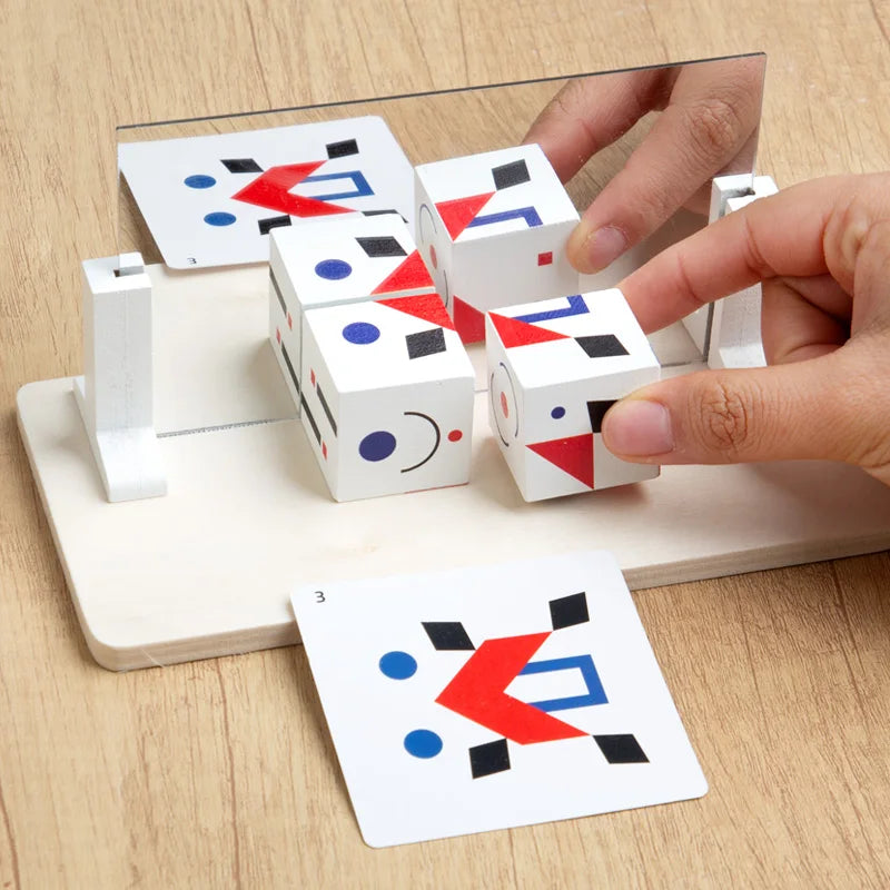Jeu de symétrie en bois avec miroir