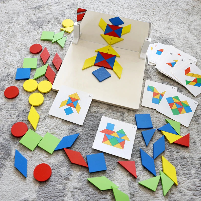 Jeu de symétrie en bois avec miroir