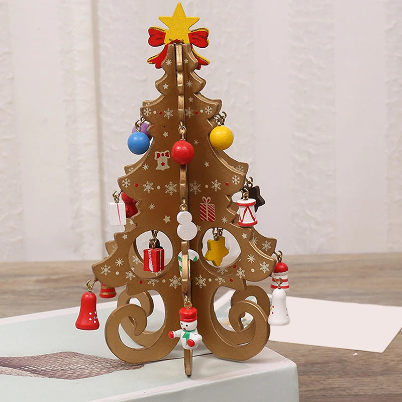 Petit sapin de Noël décoratif en bois — 19 cm