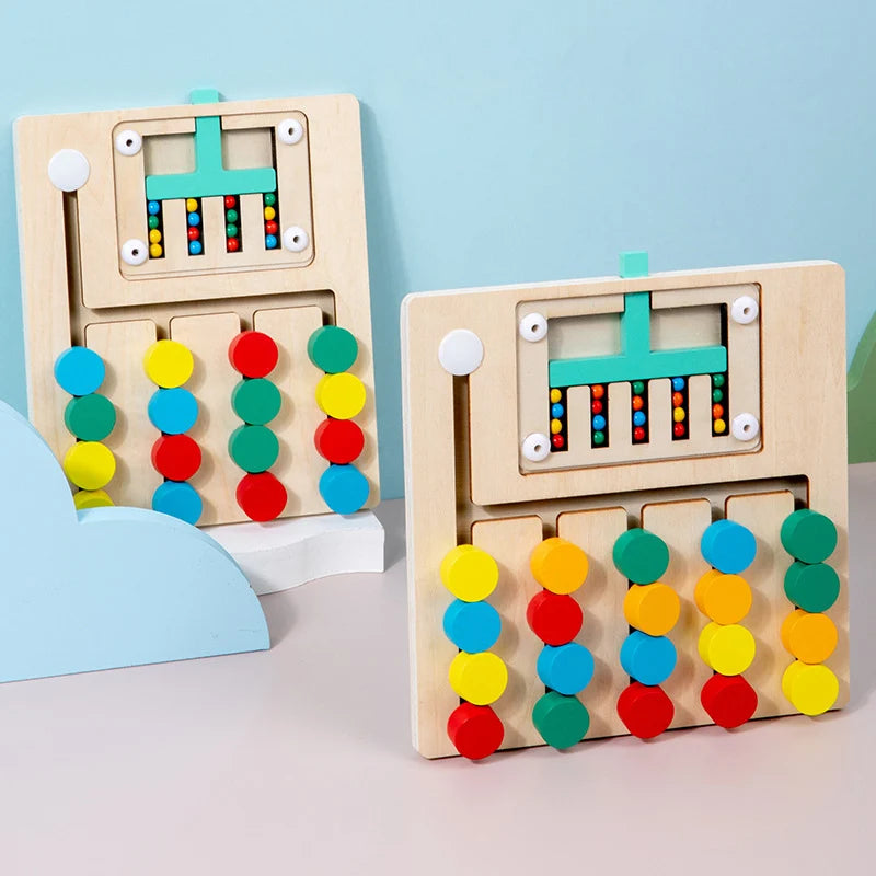Puzzle coulissant en bois — Défis de couleurs