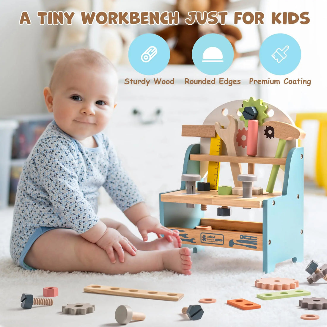 Petit établi en bois avec outils de jeu — ROBUD