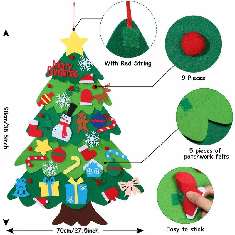 Sapin de Noël mural en feutrine à décorer
