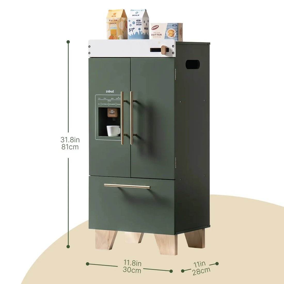 Cuisine et électroménager de jeu en bois vert — ROBUD