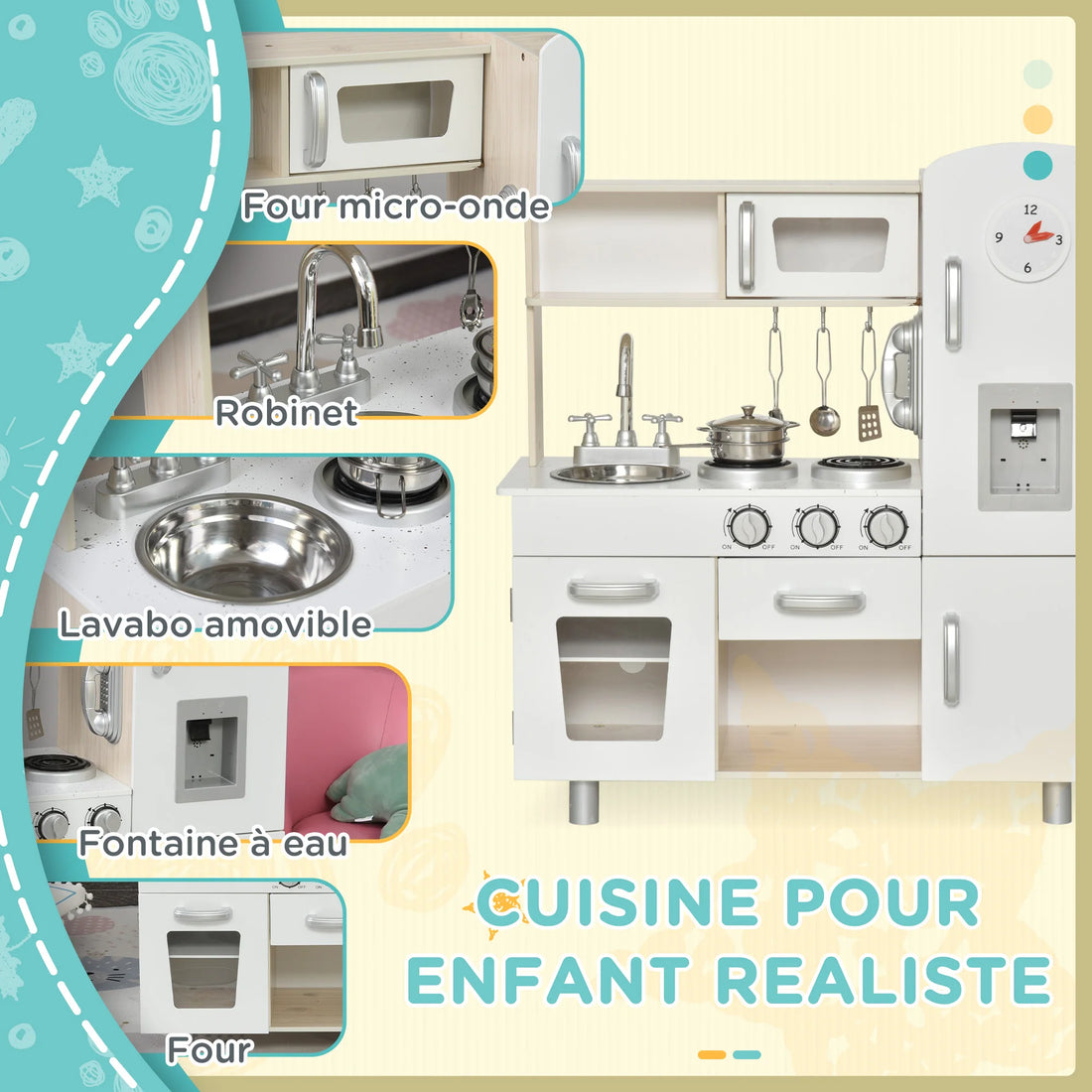 Cuisine de jeu en bois blanc et chêne clair — HOMCOM