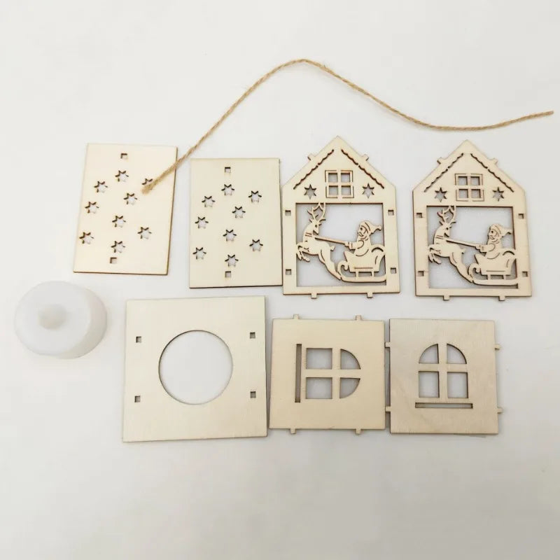 Petites maisons de Noël en bois — Décorations de table