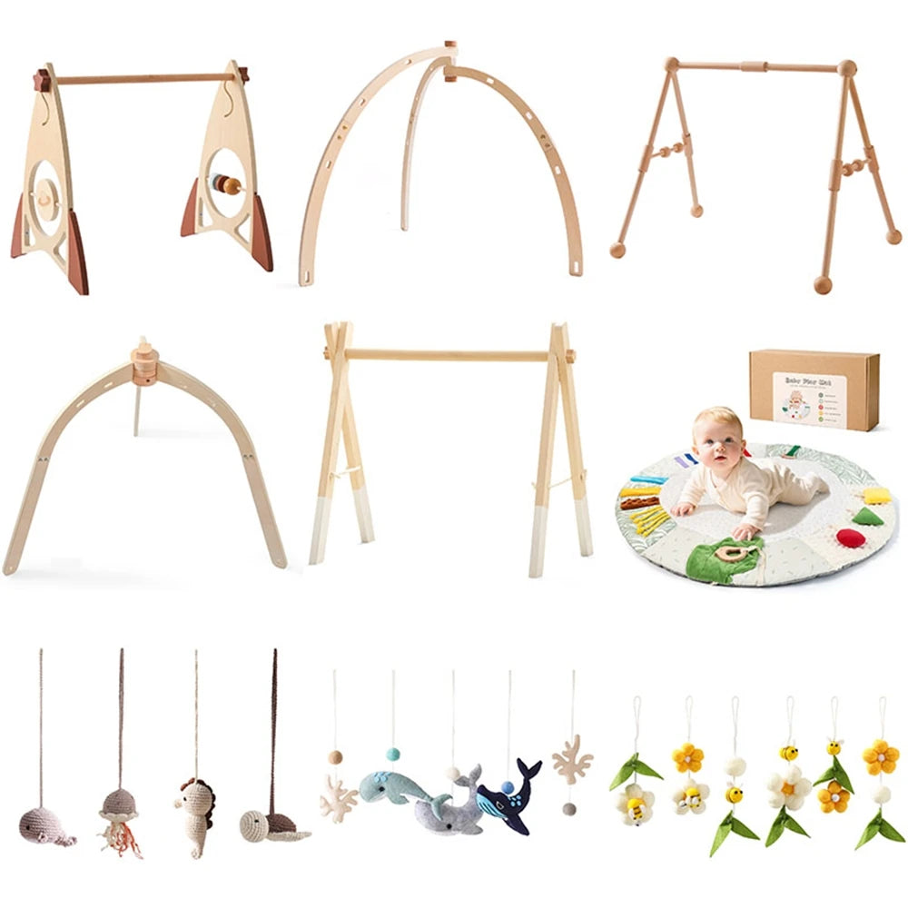 Portique d’éveil bébé en bois — Structures et accessoires au choix