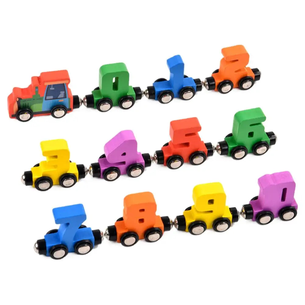 Train des nombres en bois — Wagons aimantés