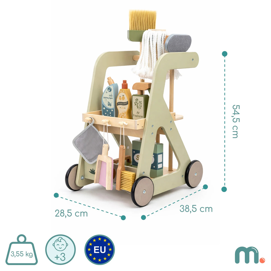 Chariot de ménage en bois avec accessoires — Mamabrum