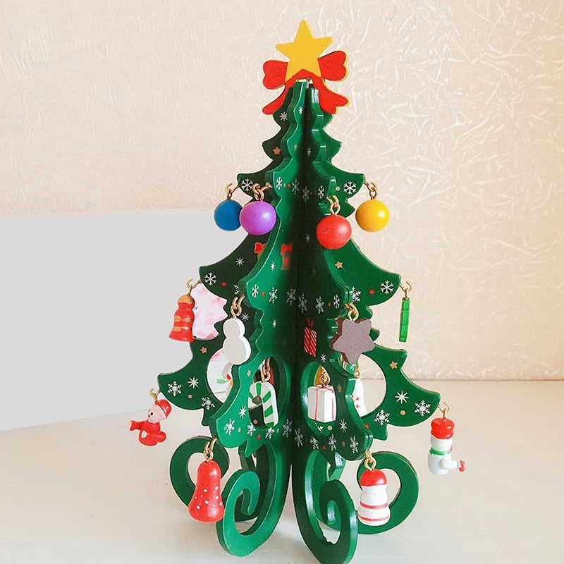 Petit sapin de Noël décoratif en bois — 19 cm