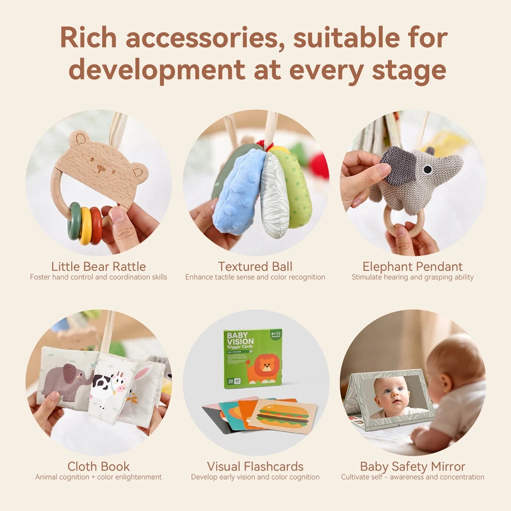 Portique d’éveil bébé en bois — Structures et accessoires au choix