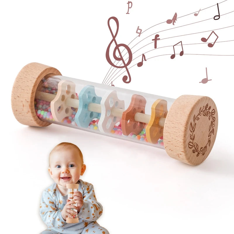 Jouets musicaux en bois — Table d’éveil et bâtons de pluie