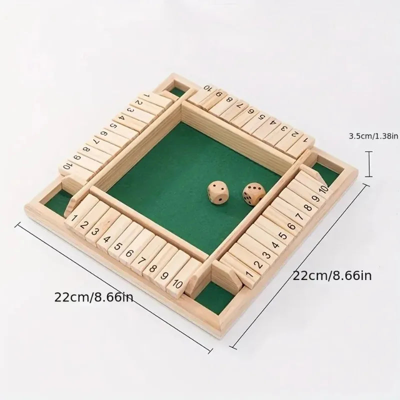 Shut the Box en bois — Jeu de dés à quatre joueurs