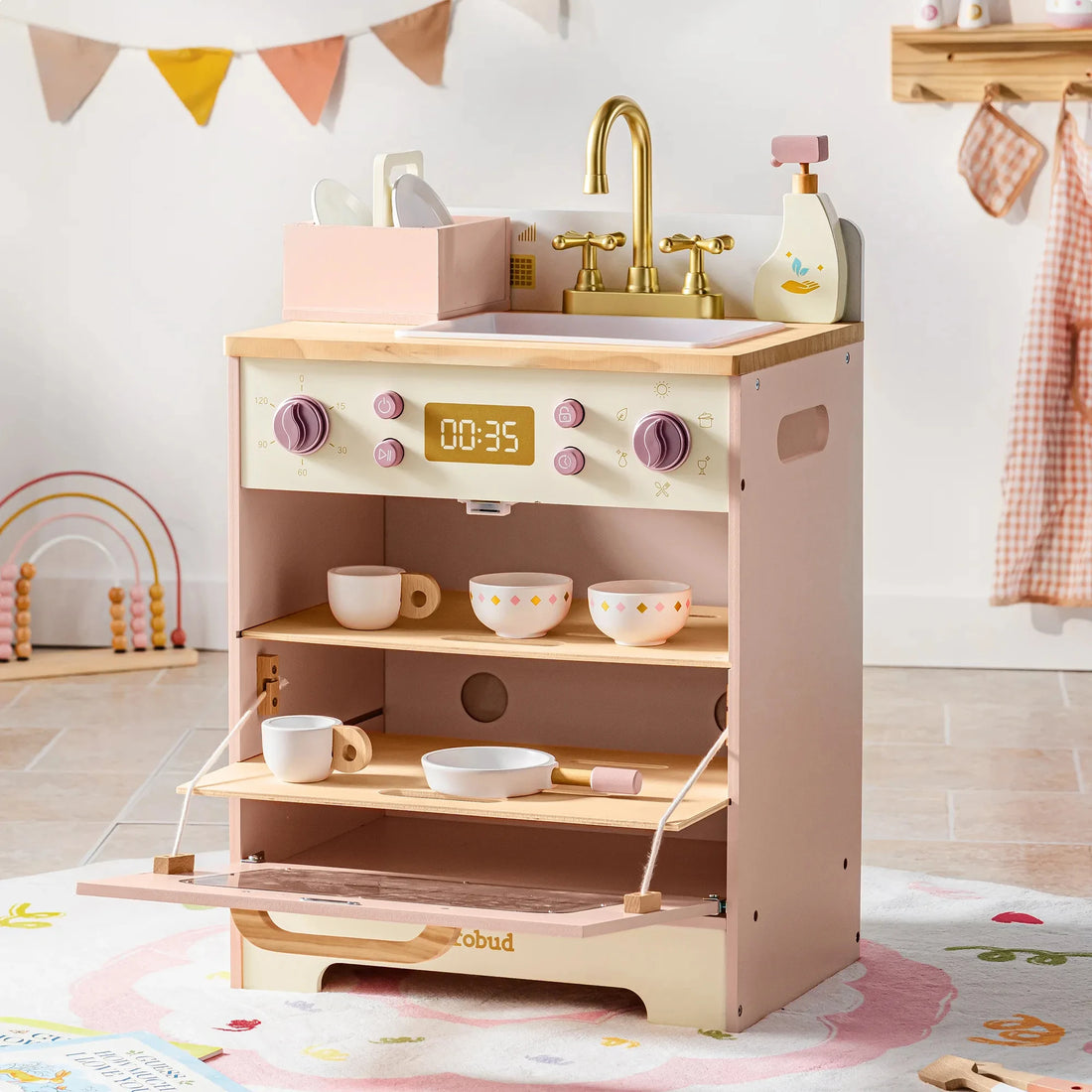 Cuisine et électroménager de jeu en bois rose — ROBUD