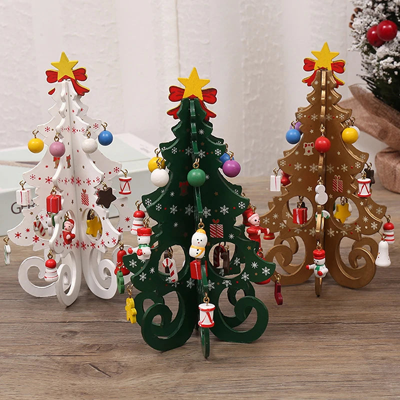 Petit sapin de Noël décoratif en bois — 19 cm