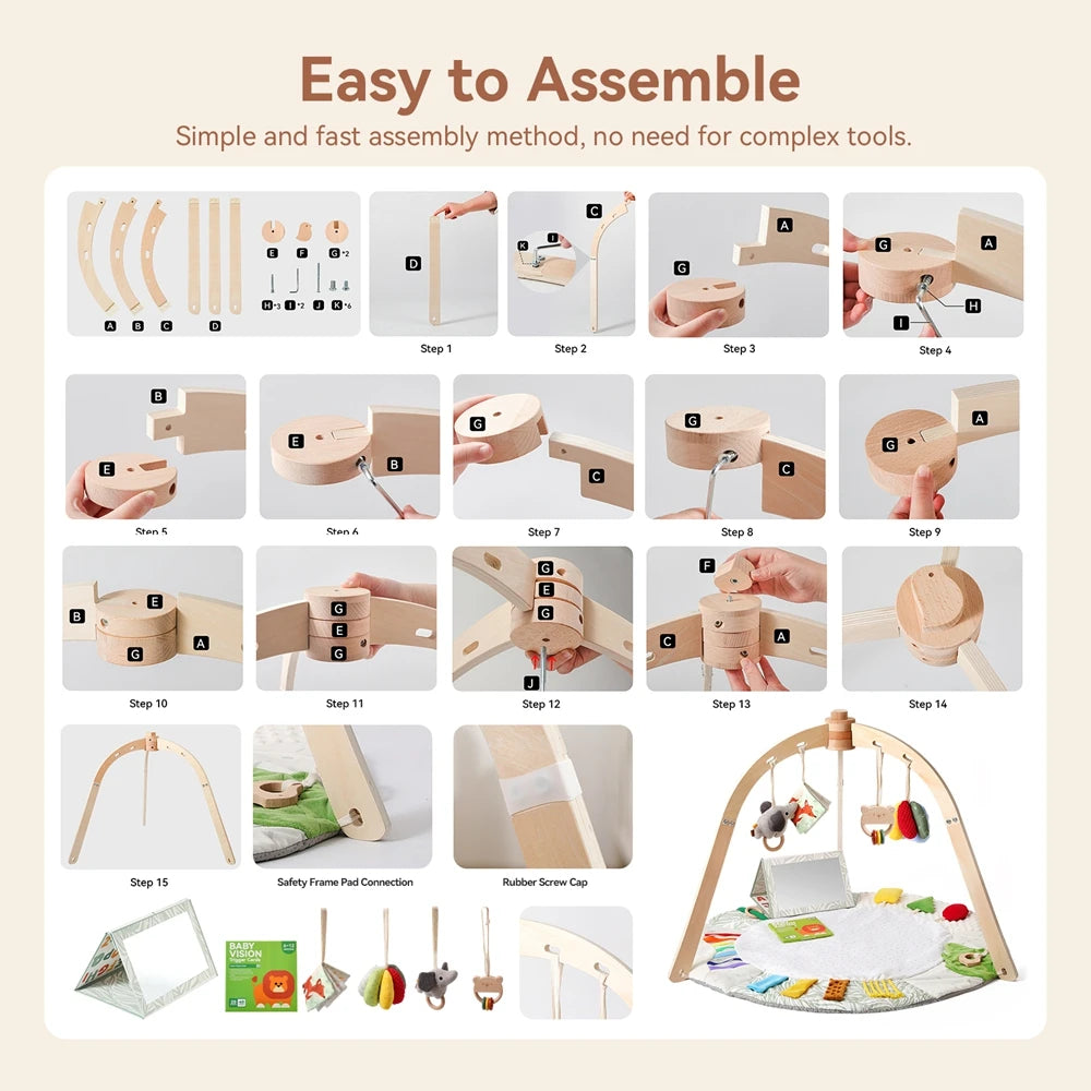 Portique d’éveil bébé en bois — Structures et accessoires au choix