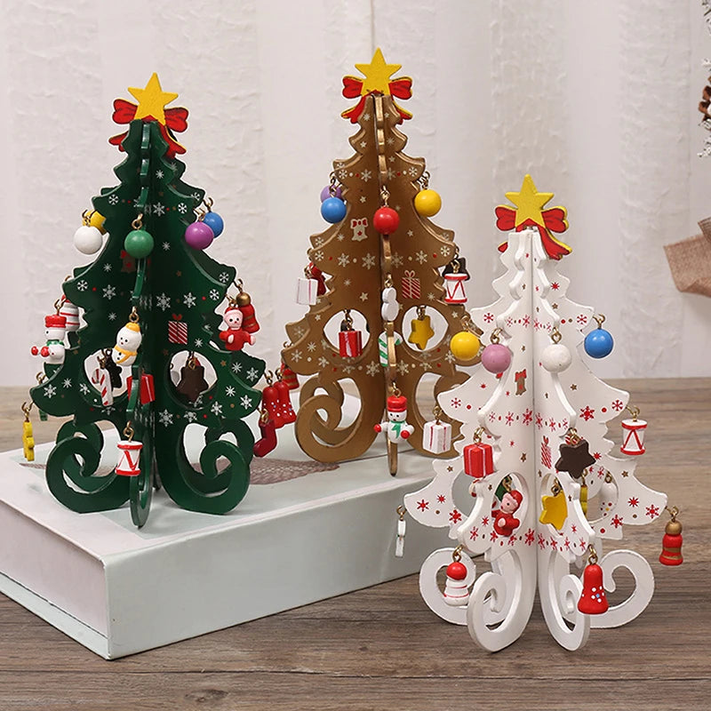 Petit sapin de Noël décoratif en bois — 19 cm