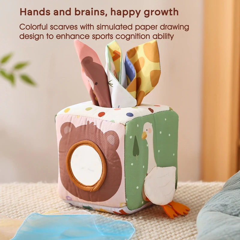 Boîte à mouchoirs sensorielle en tissu — Les animaux