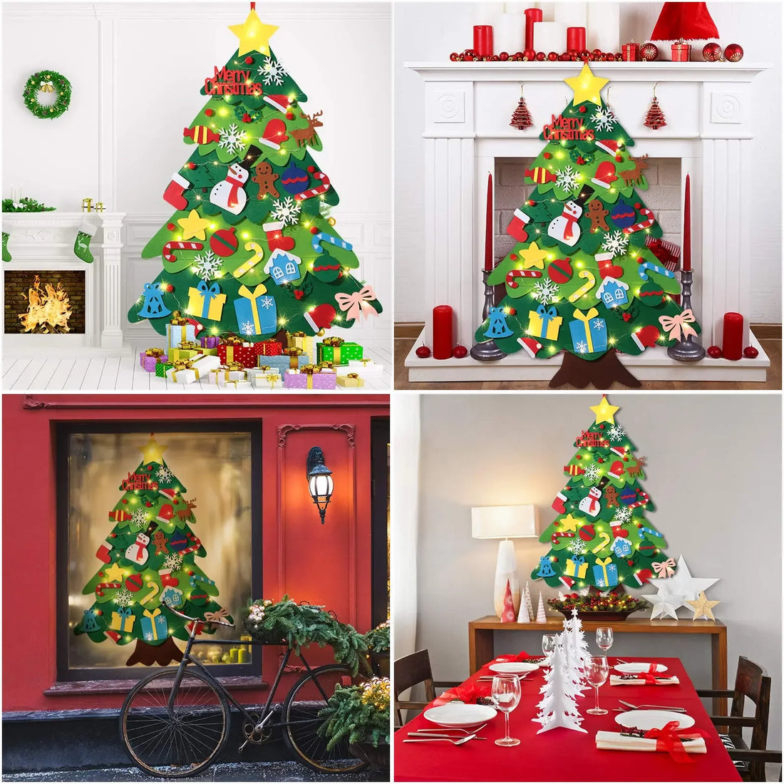 Sapin de Noël mural en feutrine à décorer