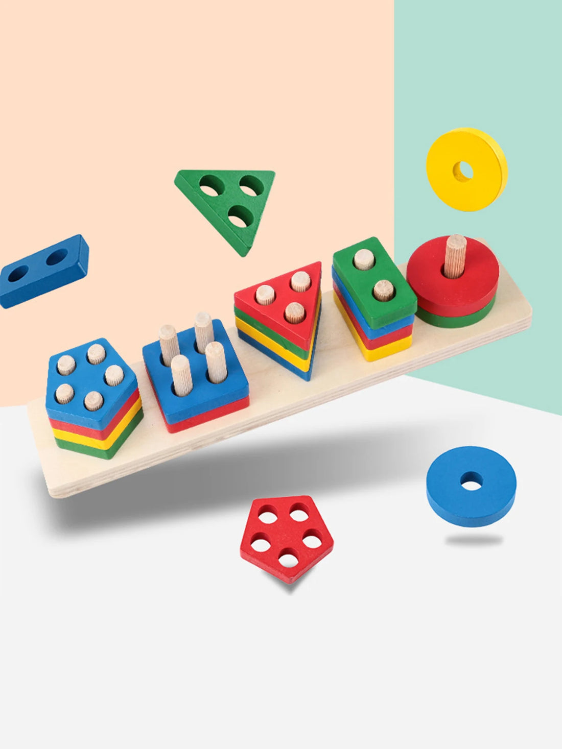 Plateaux de tri en bois — Couleurs et formes à empiler