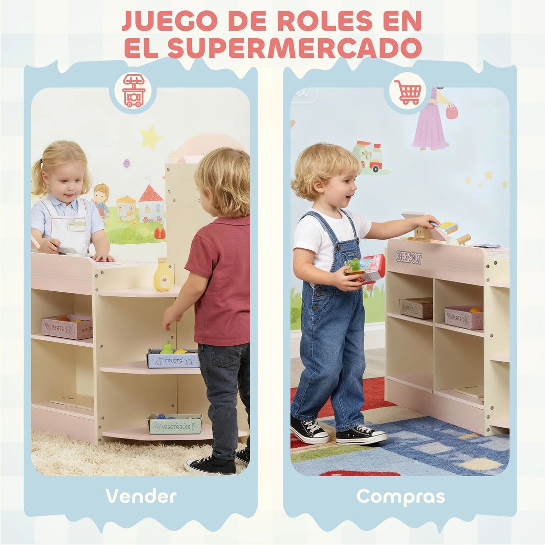 Marchande rose avec caisse et distributeur de jeu — AIYAPLAY