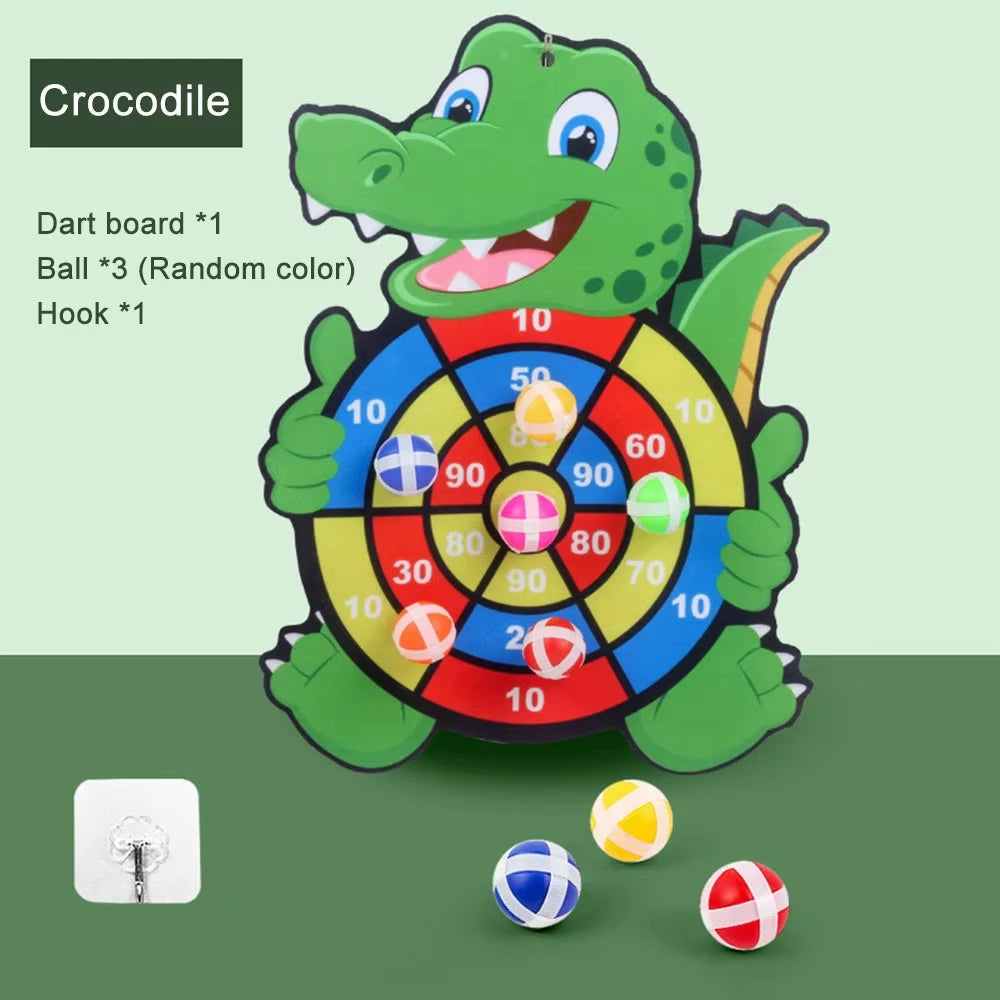 Cible crocodile avec trois balles adhérentes