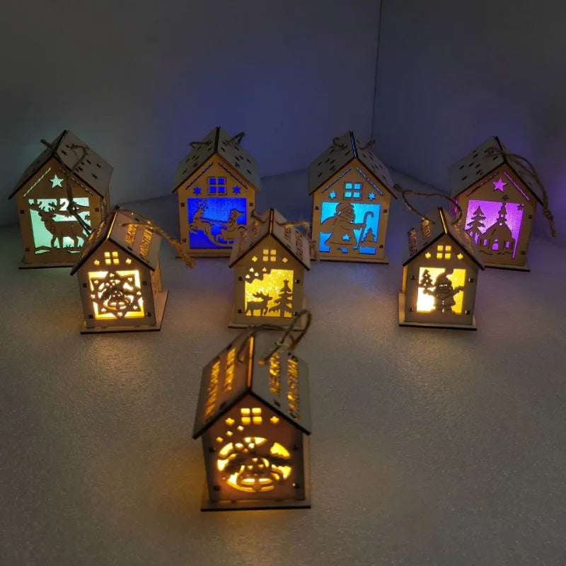 Petites maisons de Noël en bois — Décorations de table