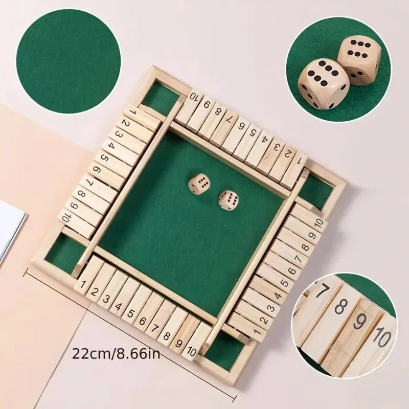 Shut the Box en bois — Jeu de dés à quatre joueurs