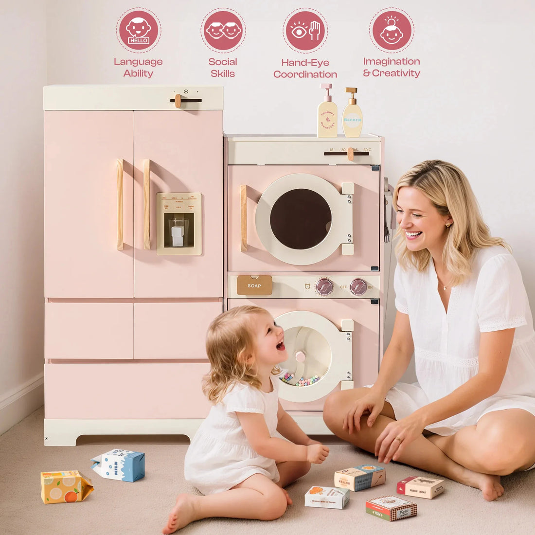 Cuisine et électroménager de jeu en bois rose — ROBUD