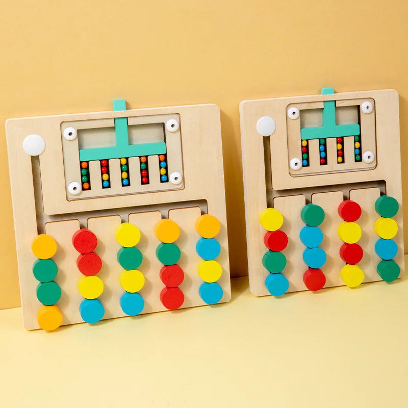 Puzzle coulissant en bois — Défis de couleurs