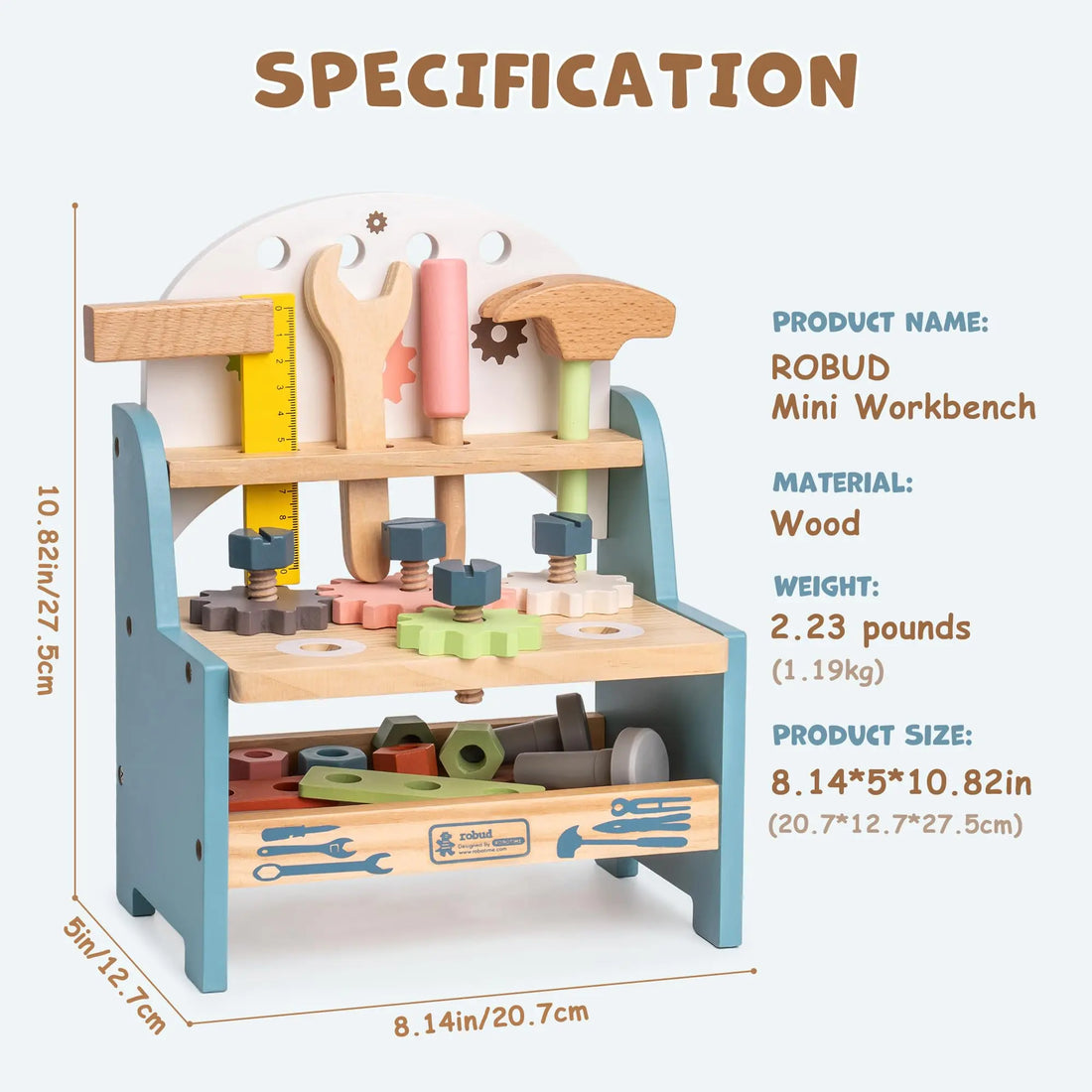 Petit établi en bois avec outils de jeu — ROBUD