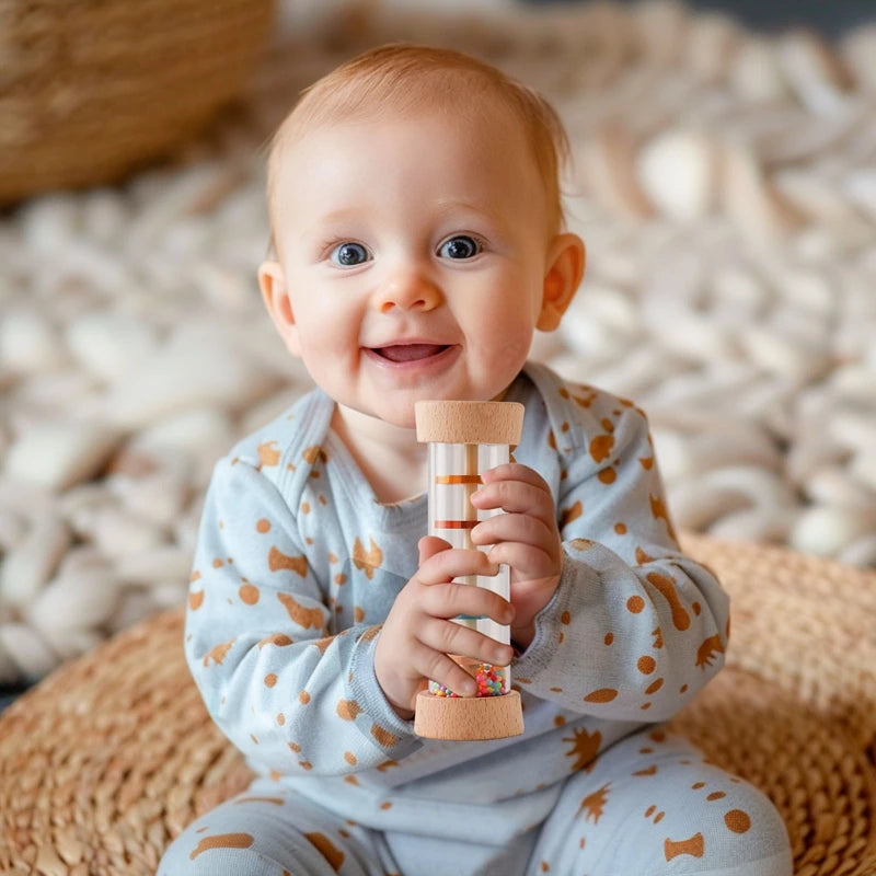 Jouets musicaux en bois — Table d’éveil et bâtons de pluie