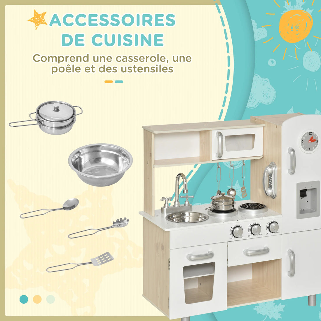 Cuisine de jeu en bois blanc et chêne clair — HOMCOM