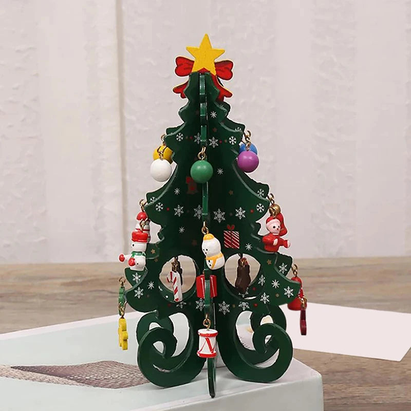 Petit sapin de Noël décoratif en bois — 19 cm
