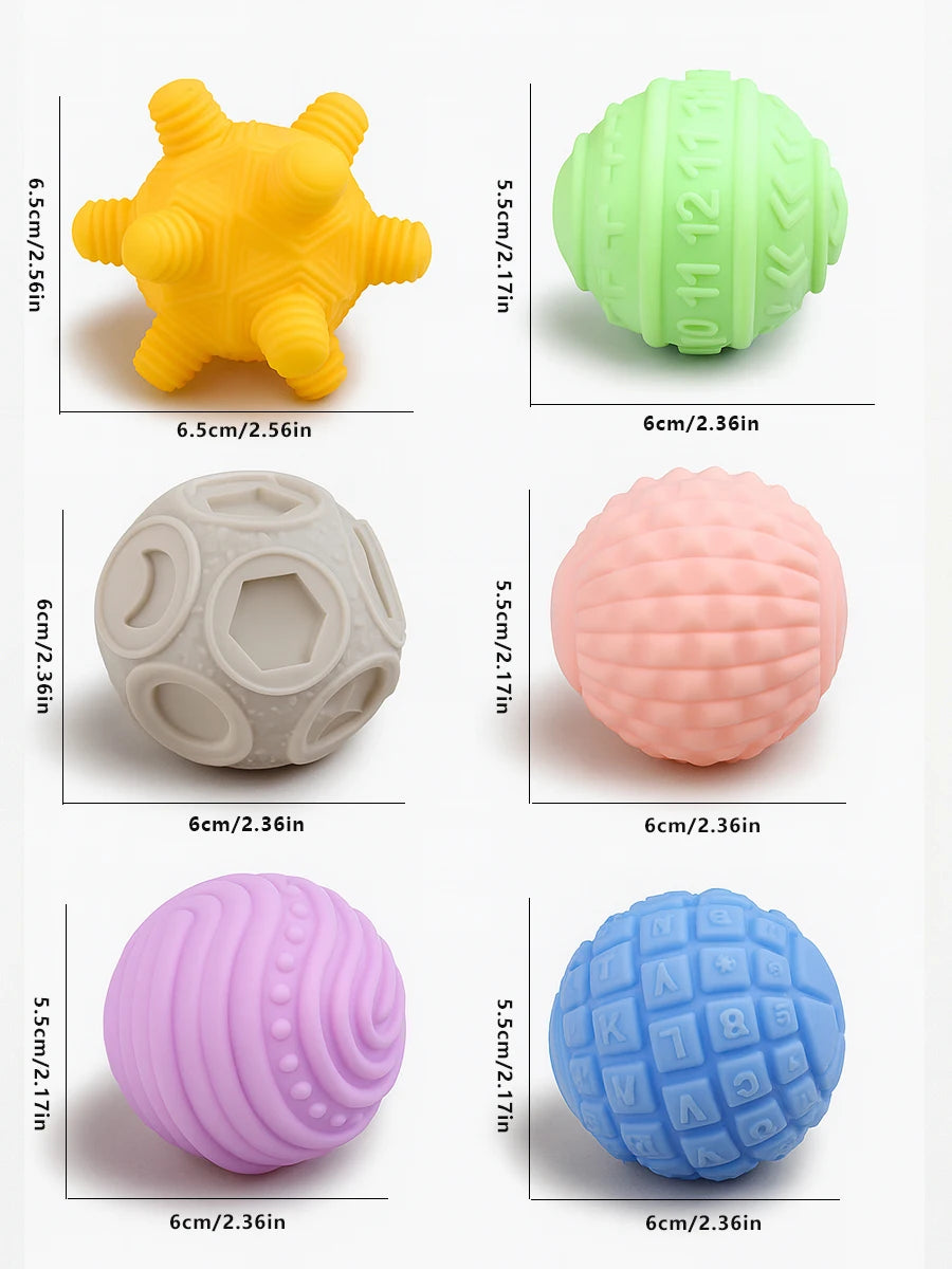 Balles sensorielles à textures — Lot de six