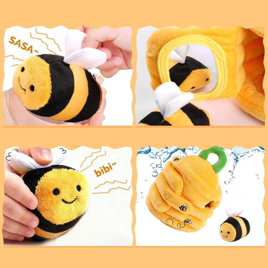 Ruche en peluche et ses cinq petites abeilles