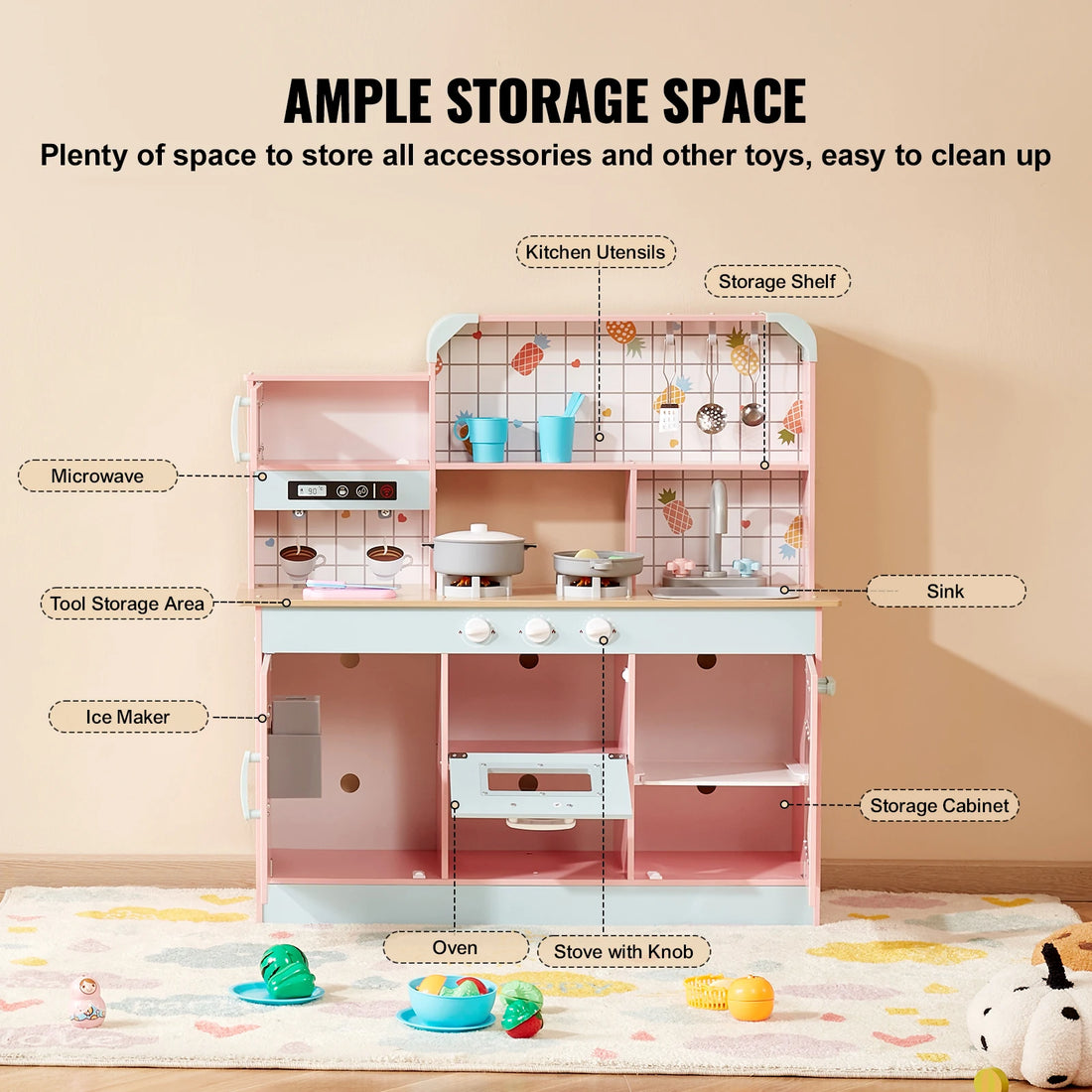 Cuisine de jeu en bois rose ou blanche — SucceBuy