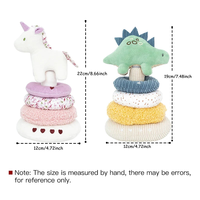 Anneaux à empiler en peluche — Licorne ou Dinosaure