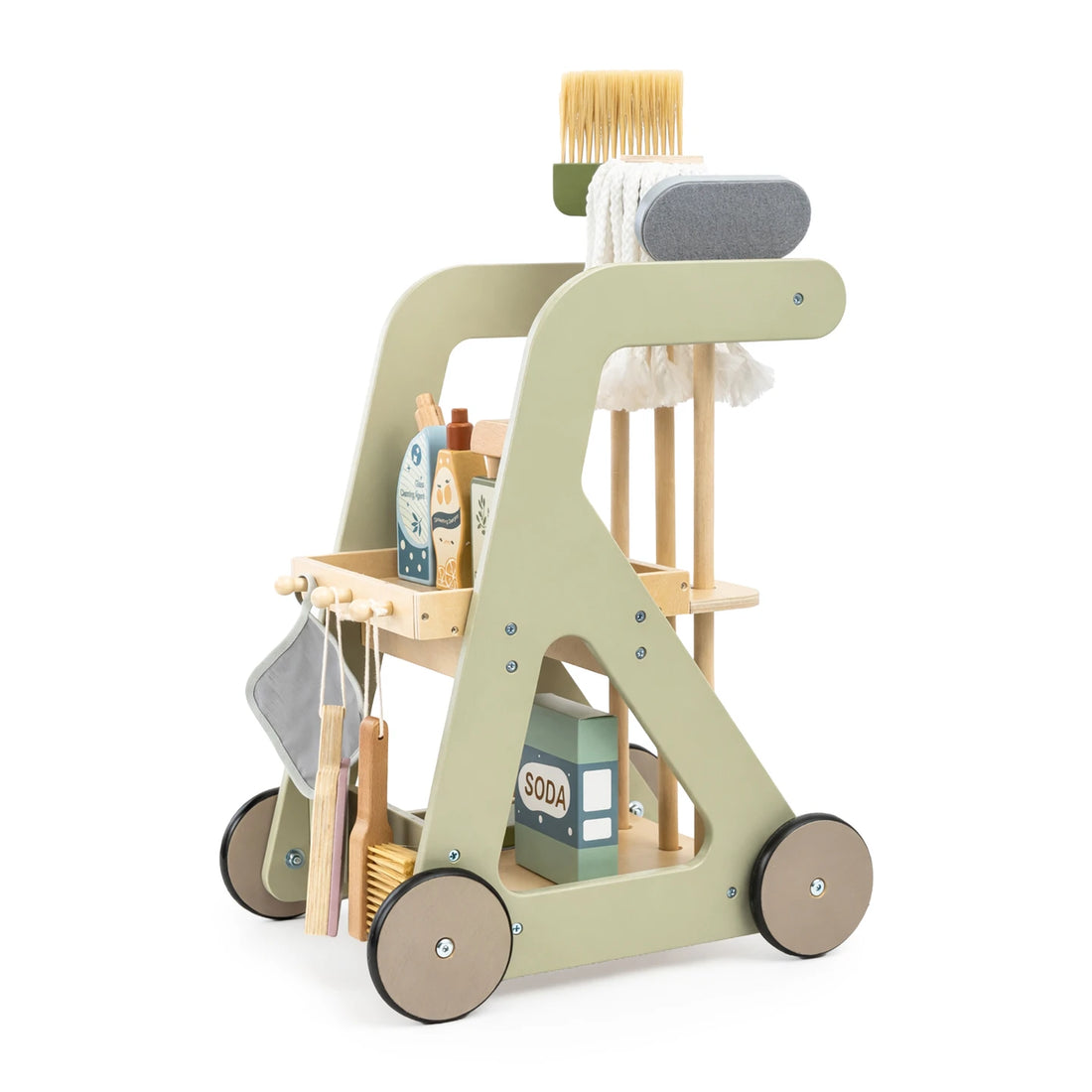 Chariot de ménage en bois avec accessoires — Mamabrum