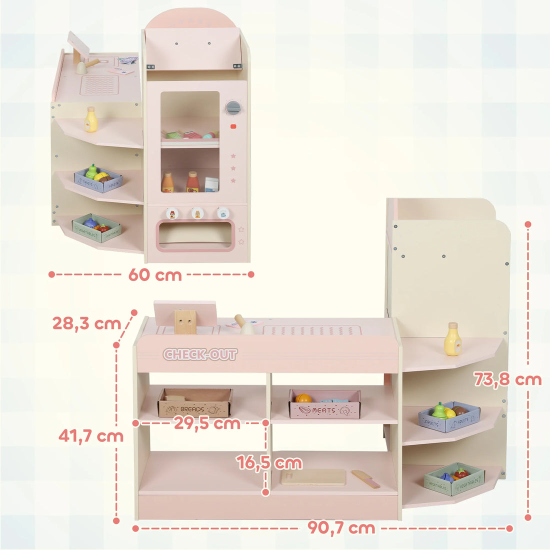 Marchande rose avec caisse et distributeur de jeu — AIYAPLAY