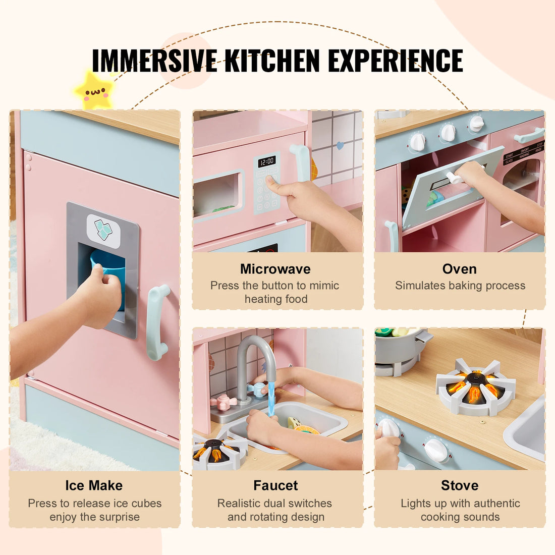 Cuisine de jeu en bois rose ou blanche — SucceBuy