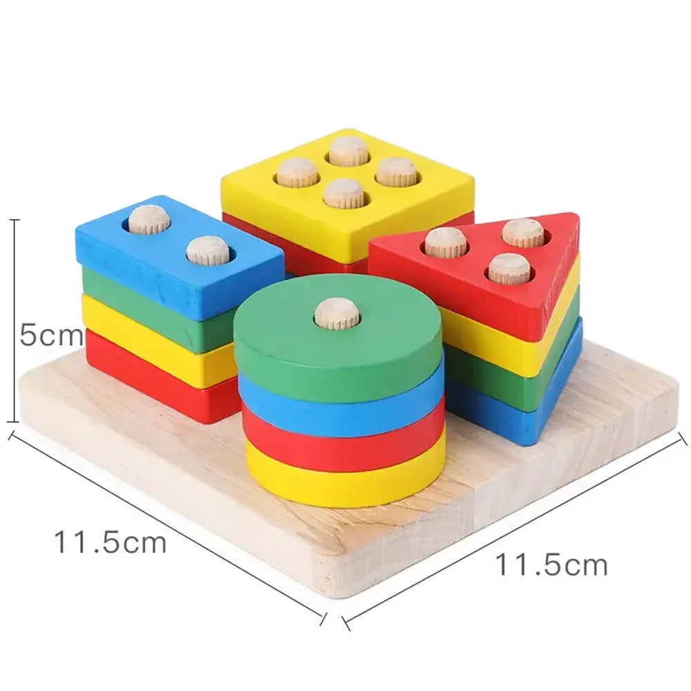 Plateaux de tri en bois — Couleurs et formes à empiler