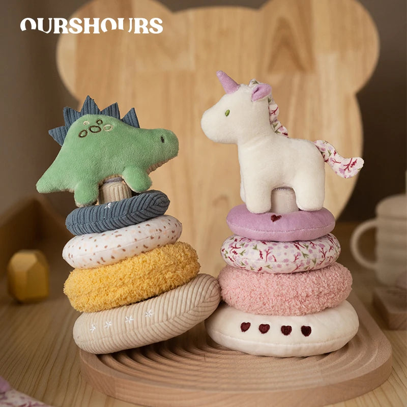 Anneaux à empiler en peluche — Licorne ou Dinosaure
