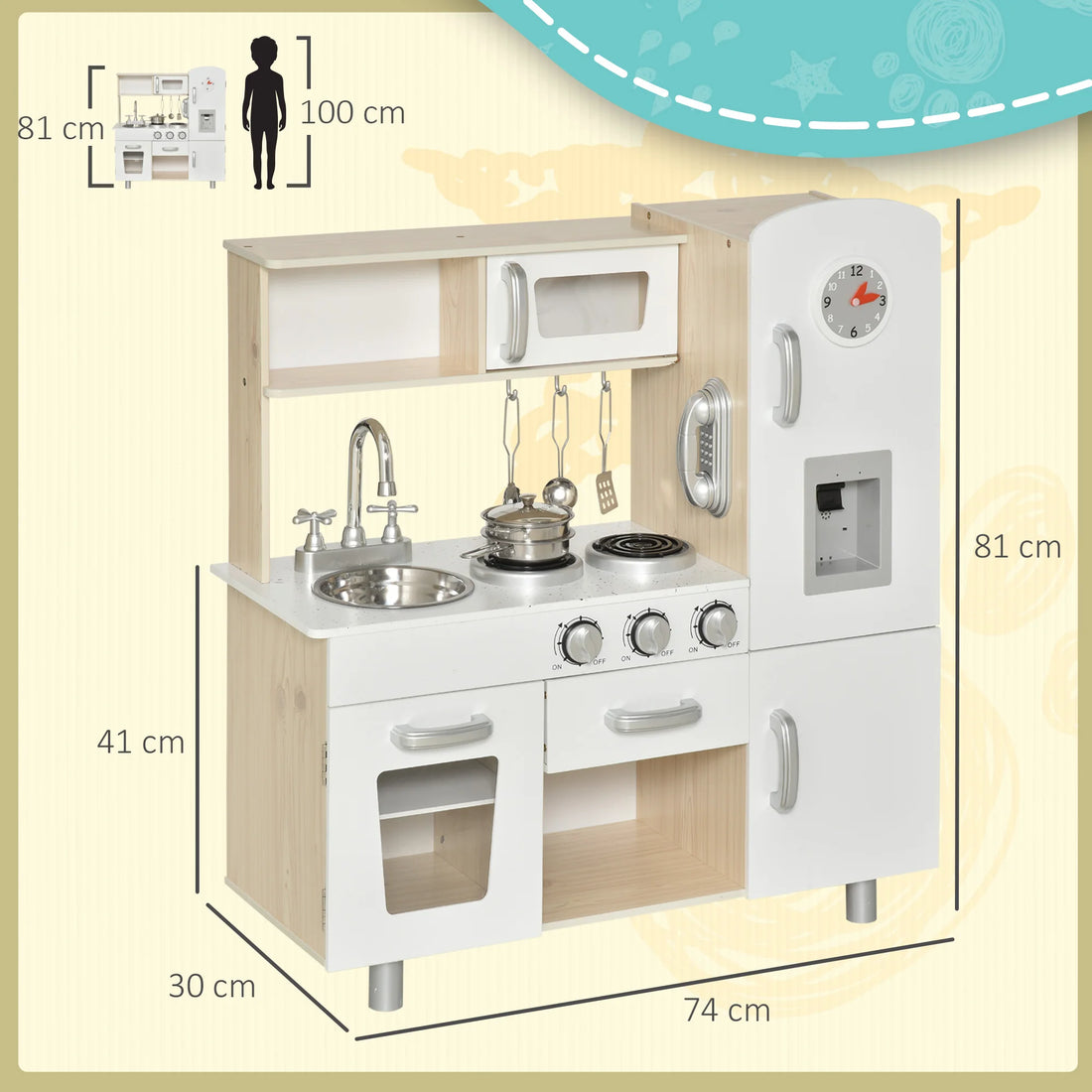 Cuisine de jeu en bois blanc et chêne clair — HOMCOM