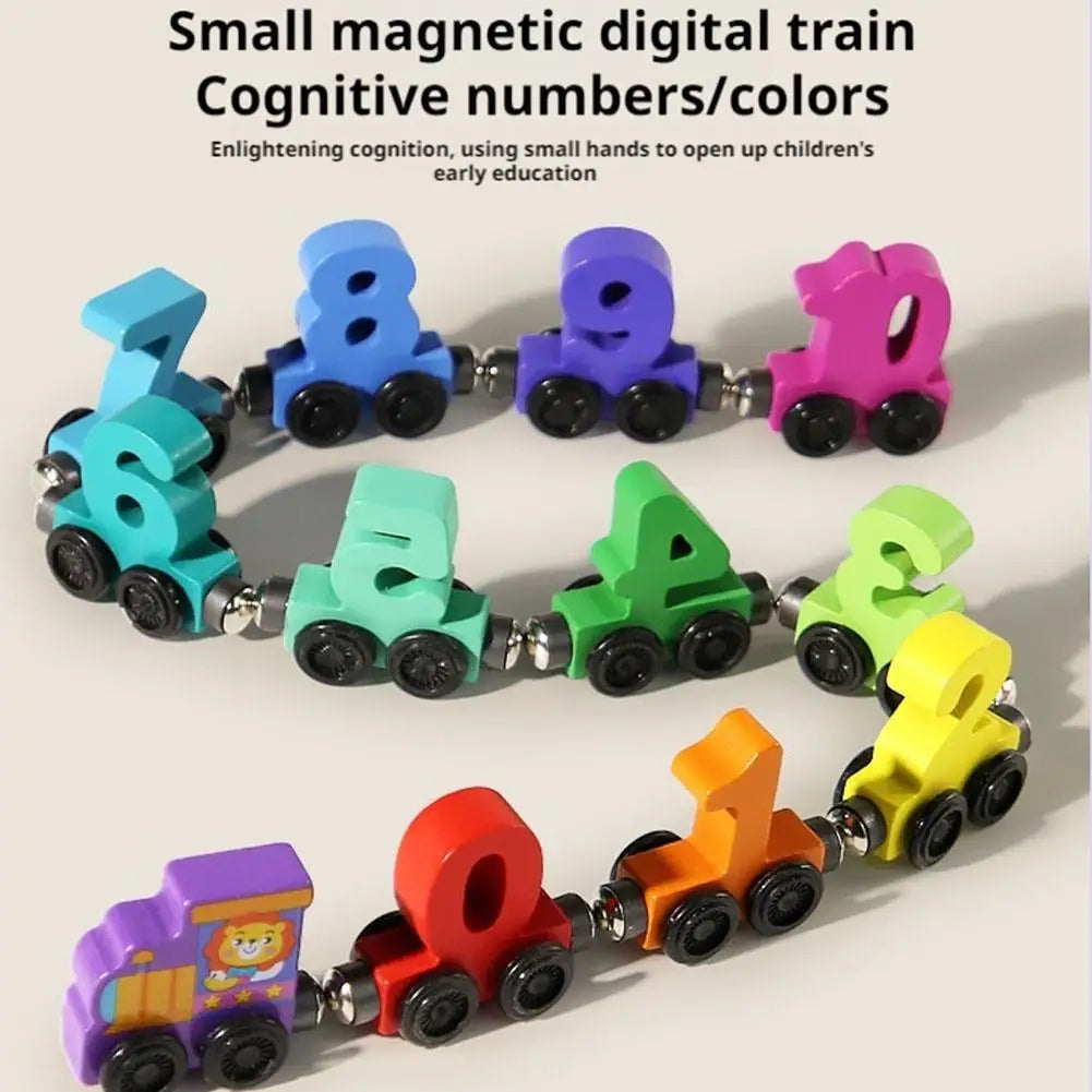 Train des nombres en bois — Wagons aimantés
