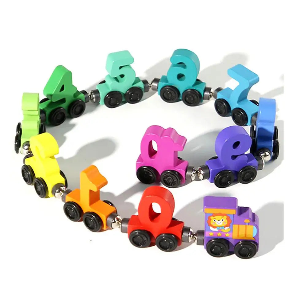Train des nombres en bois — Wagons aimantés