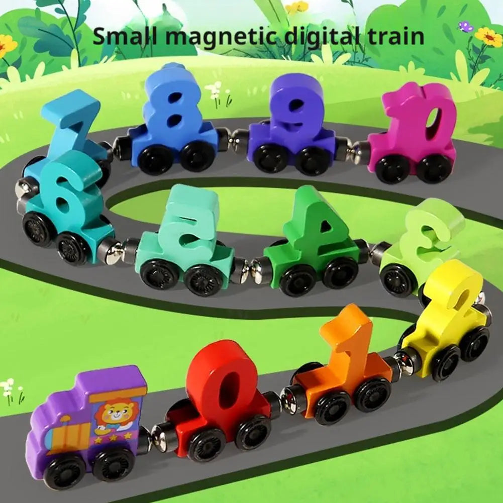 Train des nombres en bois — Wagons aimantés