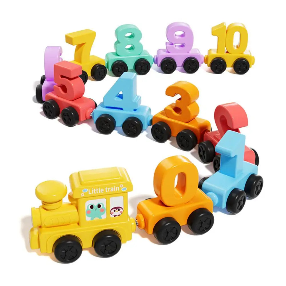 Train des nombres en bois — Wagons aimantés