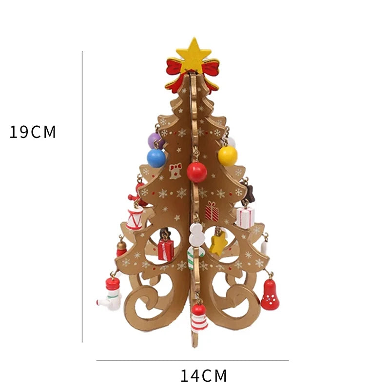 Petit sapin de Noël décoratif en bois — 19 cm